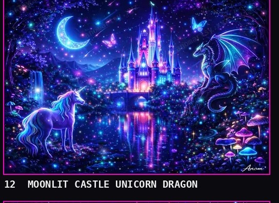 Moonlit Castle Unicorn Dragon